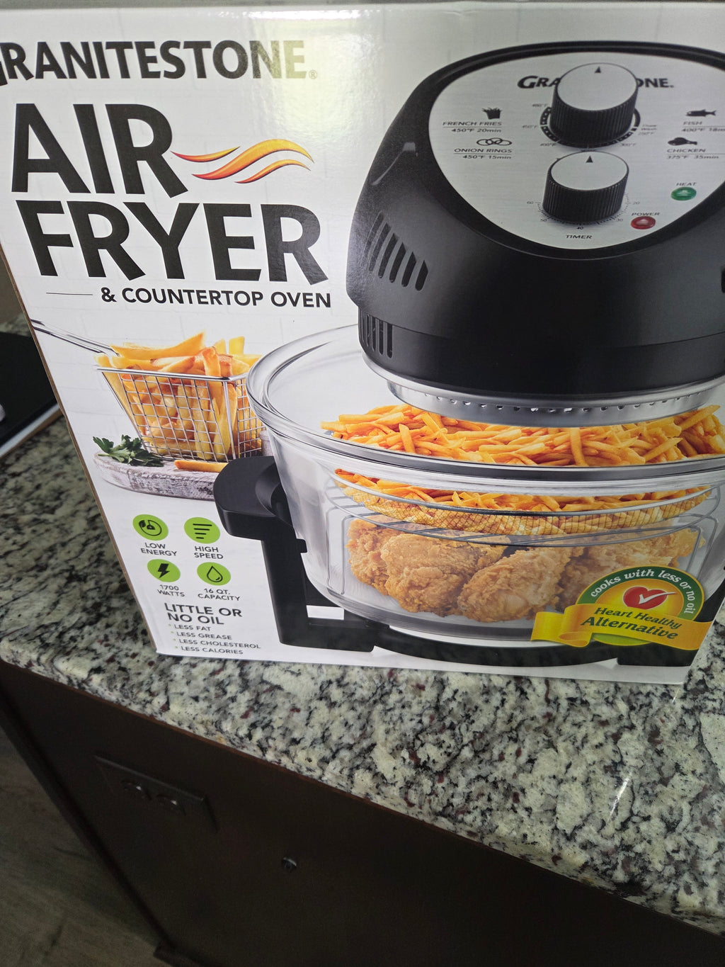 Granitestone 16 Qt Large Glass Air Fryer