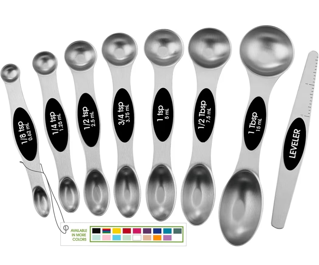 Stainless Steel Magnetic Measuring Spoons – Set of 8