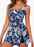 One Piece Swimdress Swimsuit for Women Tummy Control Split Swim Dress Skirt Bathing Suit with Pockets