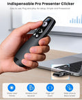 Wireless Presentation Clicker with USB-A & USB-C Receiver – Red Light Pointer & Volume Control for Mac & PC