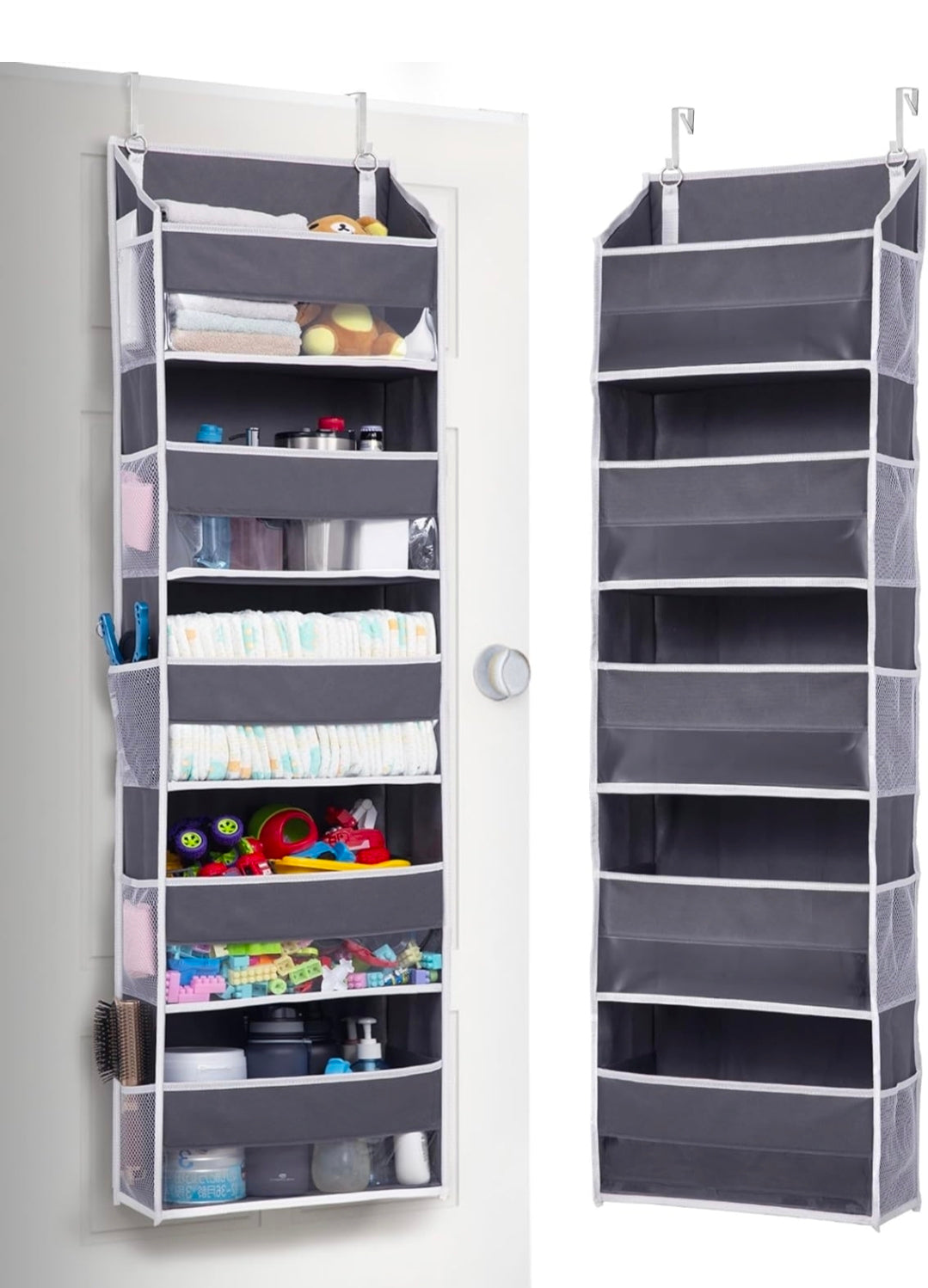 Door Organizer - 5 Layers, 15 Pockets, Dark Grey
