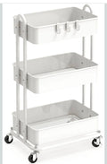 3-Tier Heavy Duty Metal Utility Rolling Cart - White
