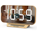 Slim Digital Mirror Alarm Clock - Gold