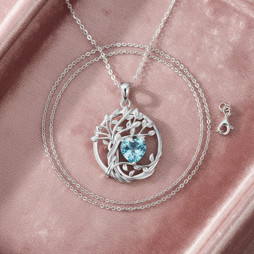 FANCIME Tree of Life Necklace Velvet Flat Lay